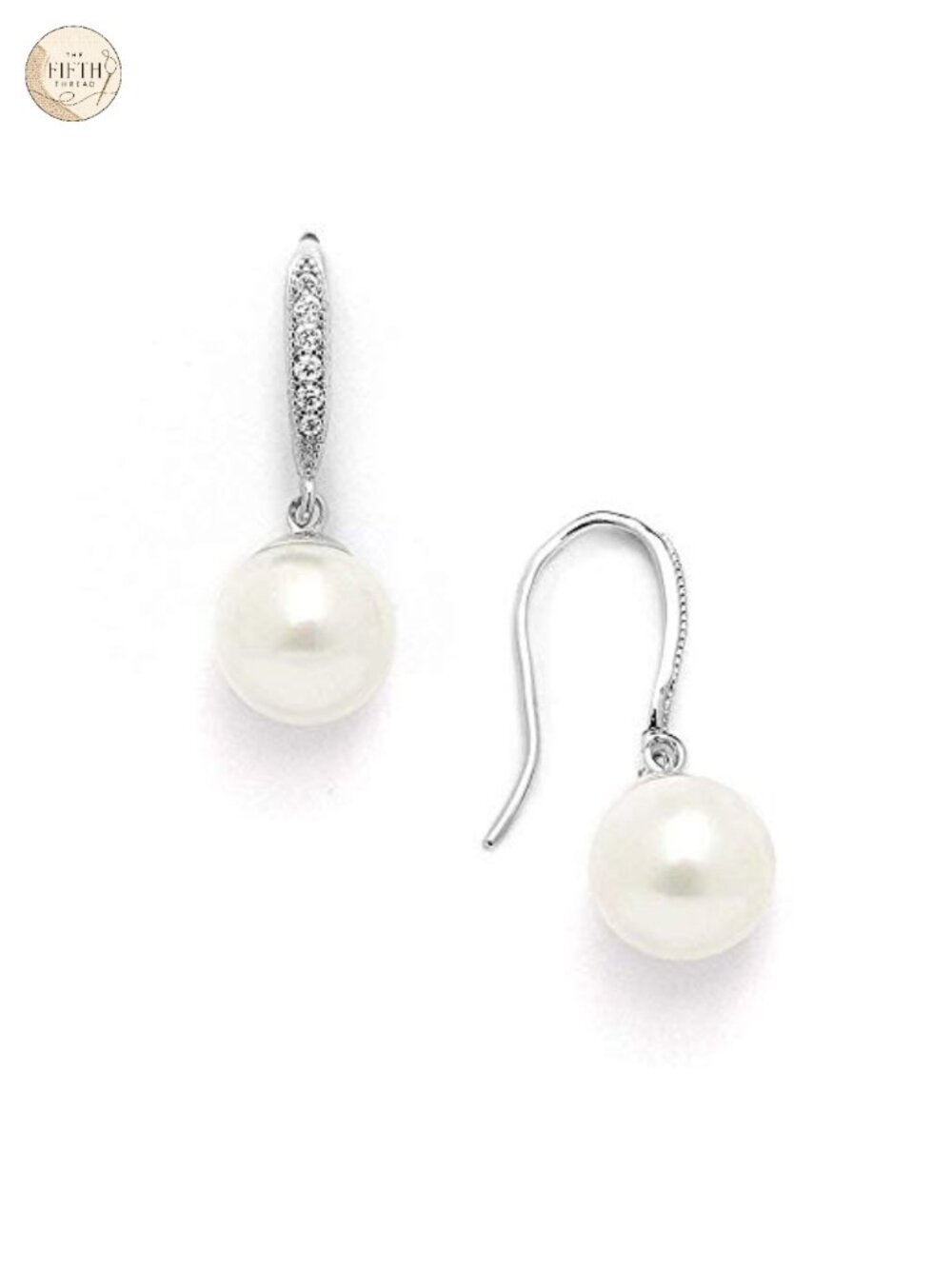 Gold Pearl Drop Earrings with French Wire Tops, 8mm Ivory Shell Pearl